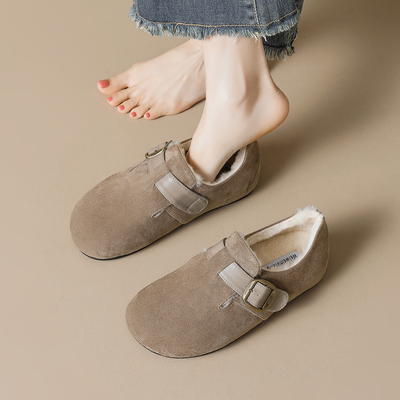 加绒保暖内增高勃肯鞋女毛毛鞋