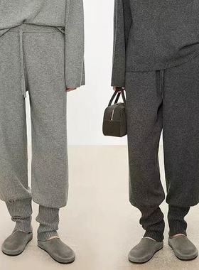 JOC爆款博主造型纯羊毛微锥束脚堆堆袜套运动裤松紧腰休闲裤女