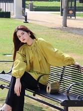 MRS Studios早春新款 亲肤透气纯棉小众设计圆领娃娃衫衬衫衬衣