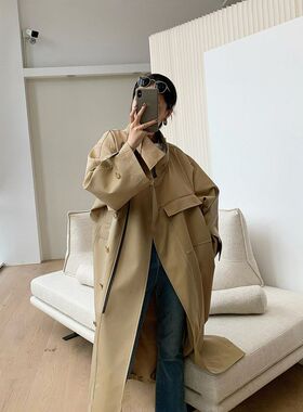 宝藏时髦_光泽高密防水英国Gaberdine比马棉大廓型风衣外套