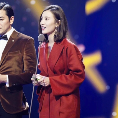 红色双面羊毛大衣翻领中长款外套