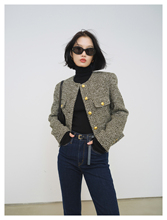 MRS Studios 经典气质金扣Ce风 小短款箱型四口袋粗花呢小香外套