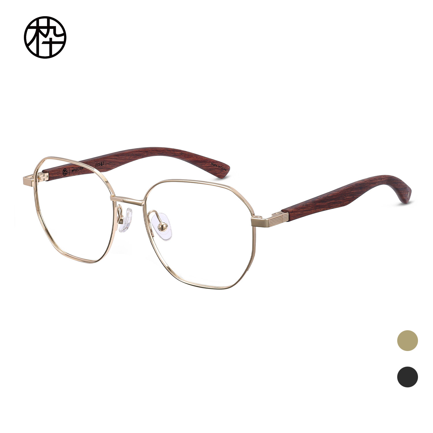木九十专柜正品MJ12FN1017多边形金属框木腿眼镜架时尚造型感框架