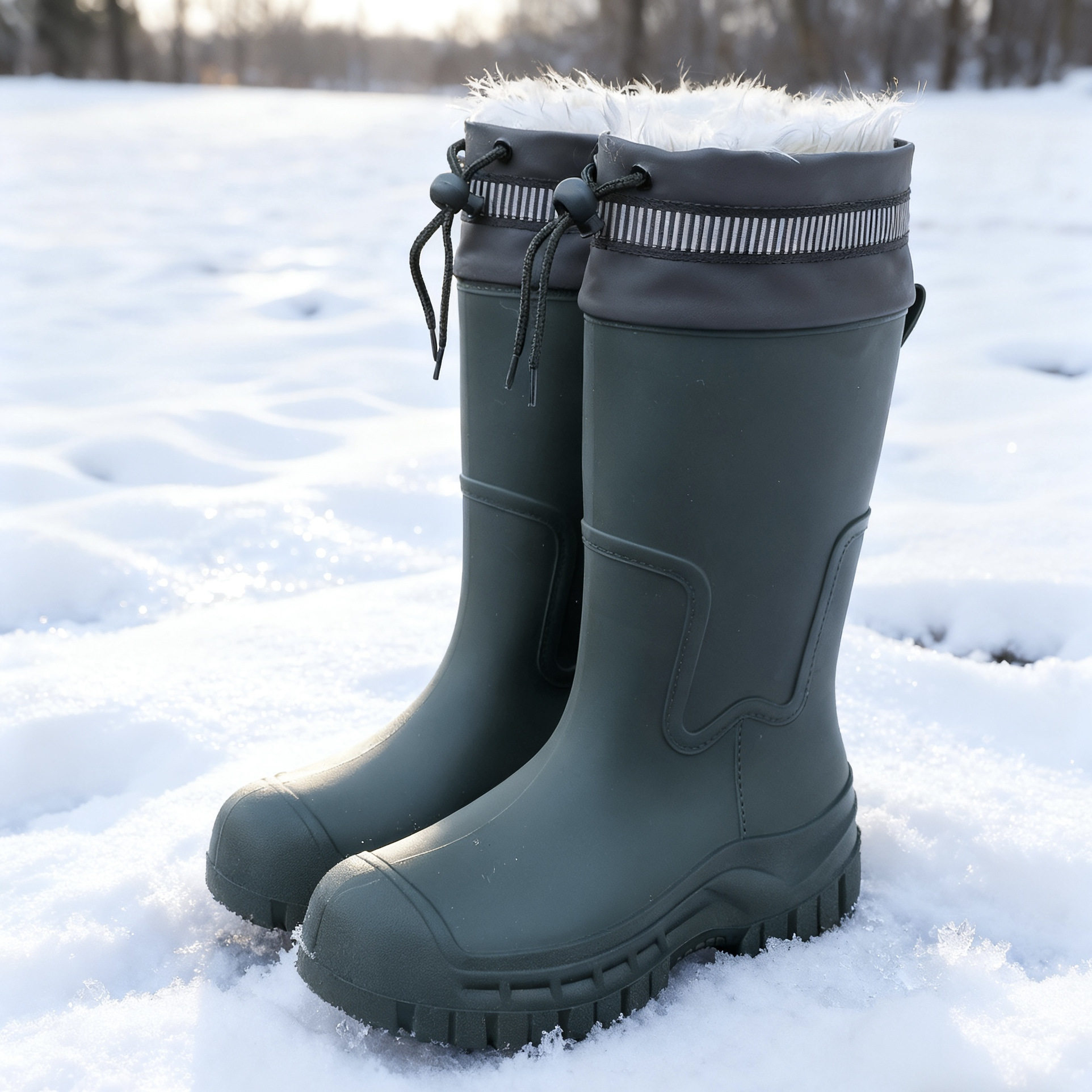 雨鞋男款时尚保暖加绒加厚雪地防水防滑雨靴束口中筒水鞋冬季水靴