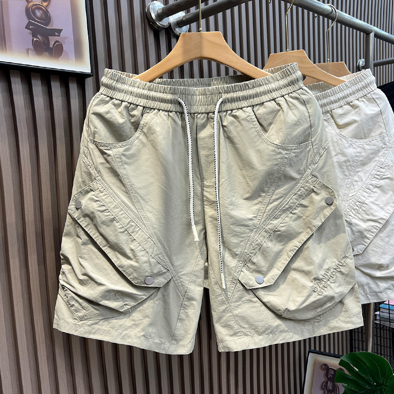 夏季新款休闲裤男宽松中裤美式复古大码工装五分裤衩运动短裤子潮
