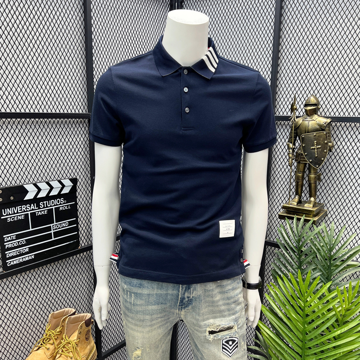 高端商务休闲polo衫男短袖夏季开叉衣服有领t恤男装翻领潮流上衣