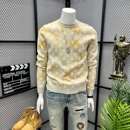 轻奢男装新款毛衣男士欧洲站长袖潮牌质感青年时尚提花休闲毛线衣