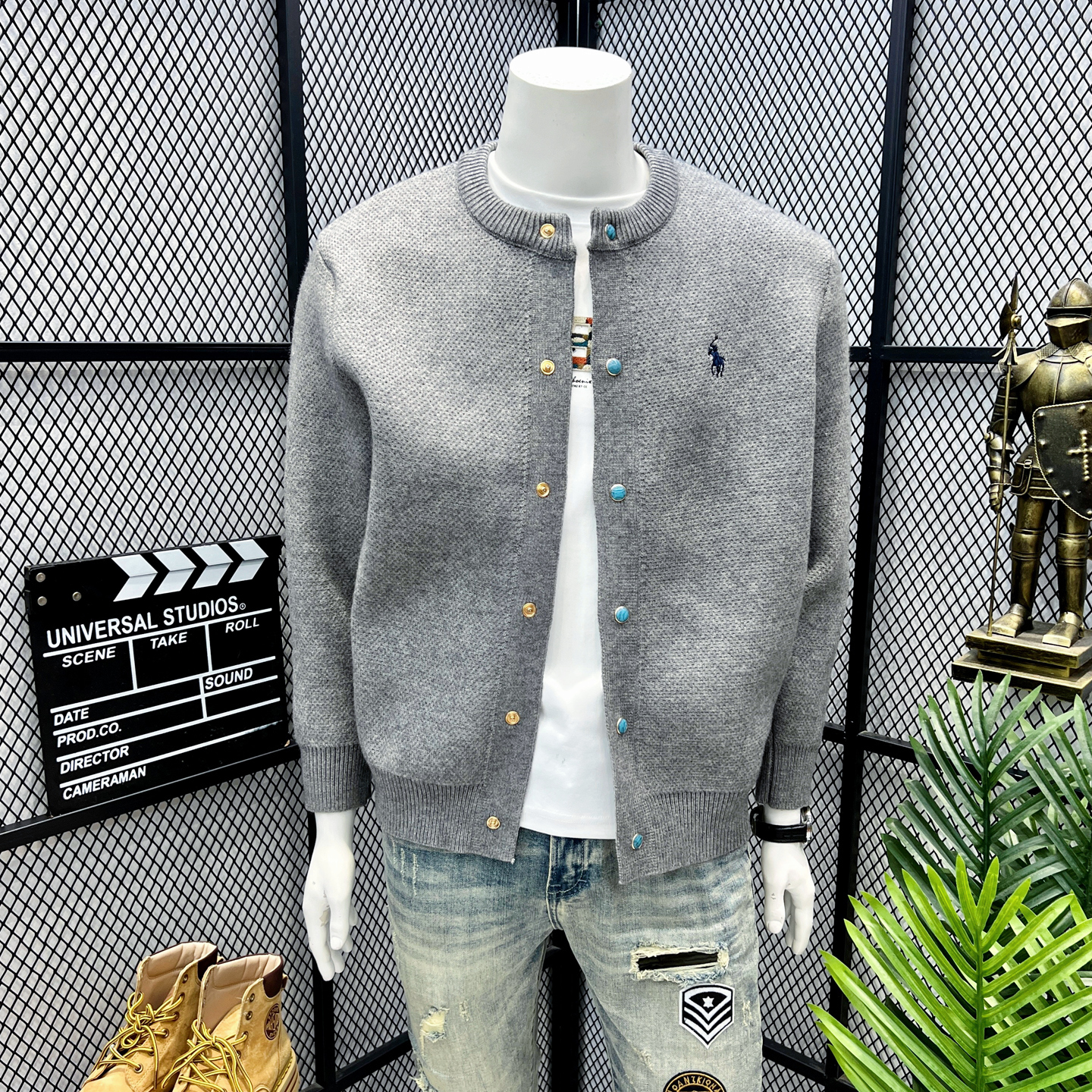 男士高级感外套立领毛衣韩系穿搭休闲时尚减龄潮牌短款开衫针织衫