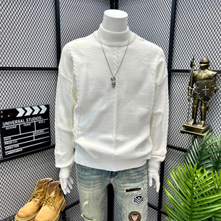 半高领毛衣男2025新款秋冬镂空破洞高级感内搭大码打底针织衫外套