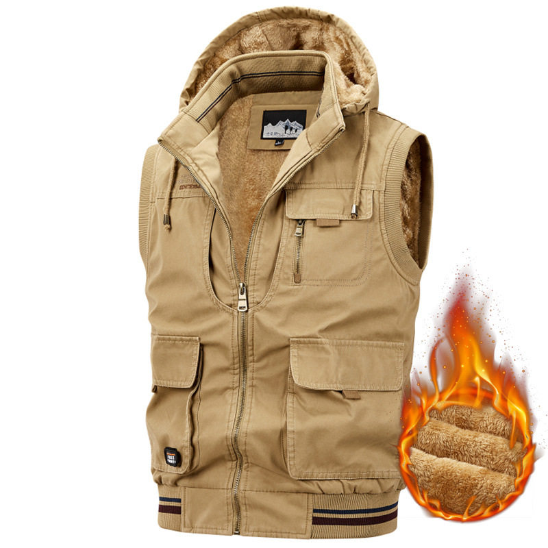 冬季工装风连帽马甲男士宽松大码加绒加厚多口袋户外保暖背心坎肩,男装,常规马甲,淘宝优惠券,粉丝福利购,淘宝优惠卷