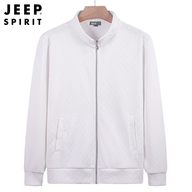 JEEP SPIRIT立领夹克外套男春秋季商务休闲时尚男士纯色开衫卫衣