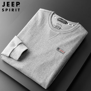 正品 JEEP SPIRIT春秋季 T恤男宽松圆领套头休闲卫衣男士 打底衫 长袖