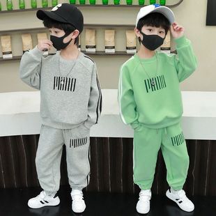春装套装2026男童新款洋气男孩中大童春秋季韩版加绒卫衣两件套潮