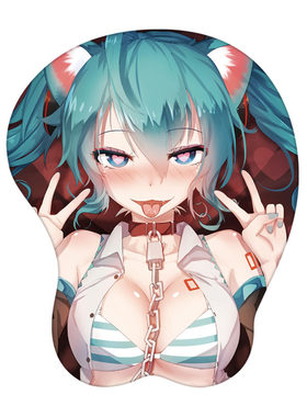 miku初音未来美女胸部电脑办公立体护腕鼠标垫手腕垫胶垫DIY定制