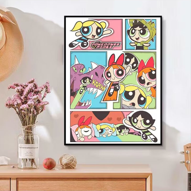 满钻2023新款带框卧室贴钻十字绣儿童卡通钻石绣飞天小女警钻石画,居家布艺,钻石绣,淘宝优惠券,粉丝福利购,淘宝优惠卷