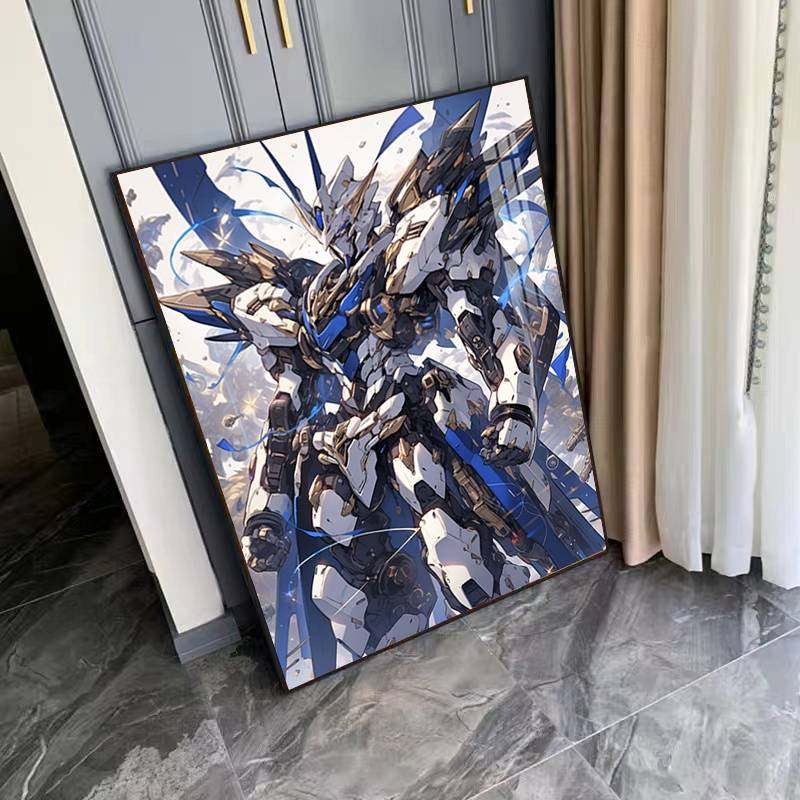 2024新款儿童益智手工点贴画十字绣圆钻带框卡通机器人高达钻石画,居家布艺,钻石绣,淘宝优惠券,粉丝福利购,淘宝优惠卷