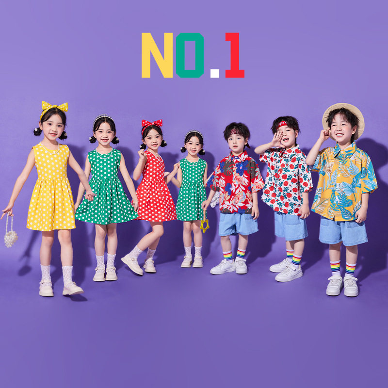 六一儿童港风复古合唱演出服图片