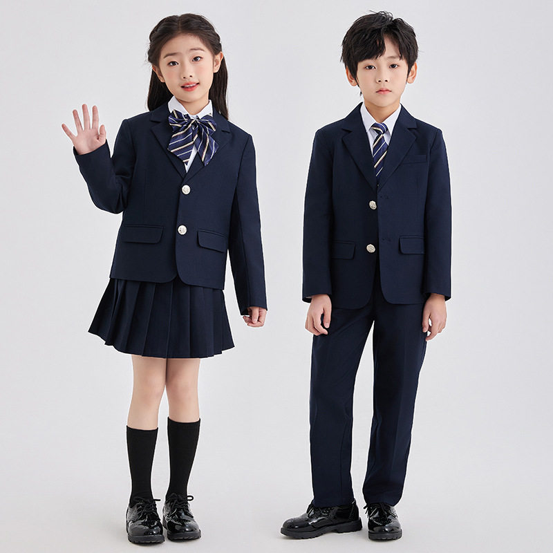 春夏新品儿童校服幼儿园园服西装英伦学院风班服主持表演藏青套装