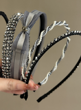 灰色女头箍银色高级感发箍压发卡发捆头饰发旅高颅顶发窟头窟气质