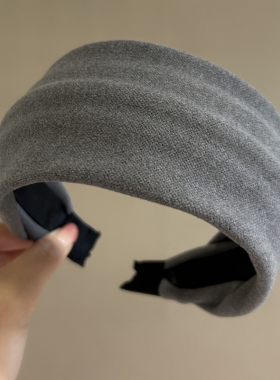 2025新款宽边高颅顶发箍女头箍压发卡发捆头饰发旅秋冬灰色布发窟