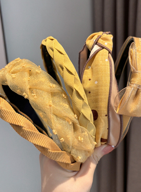 黄色发箍女百搭外出头箍压发卡发捆头饰发旅发窟高级感高颅顶气质