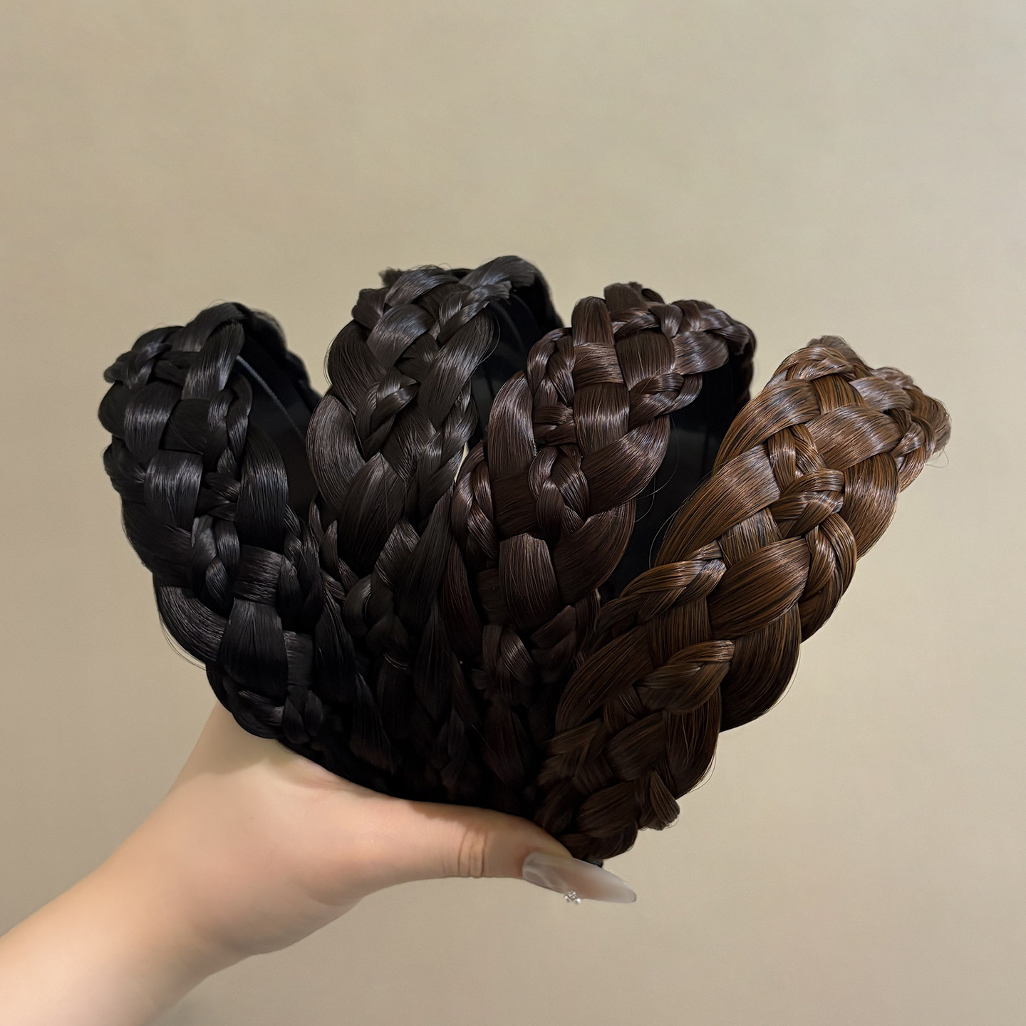 显年轻高颅顶假发麻花辫发箍女头箍发卡发捆头饰发旅中年妈妈发窟