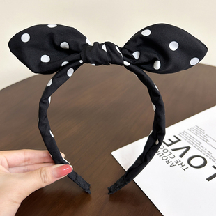 2025新款 头箍压发卡发捆头饰蝴蝶结可爱圆点 波点兔子耳朵发箍女款