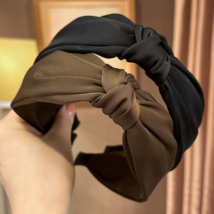 高颅顶发箍女款 秋冬气质 头箍压发卡发捆头饰咖啡色2025年网红新款