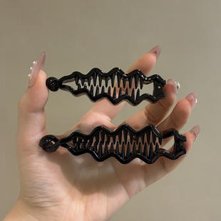 塑料黑色波浪竖夹小号香蕉夹发量少头发卡女后脑勺扭夹发夹子头饰