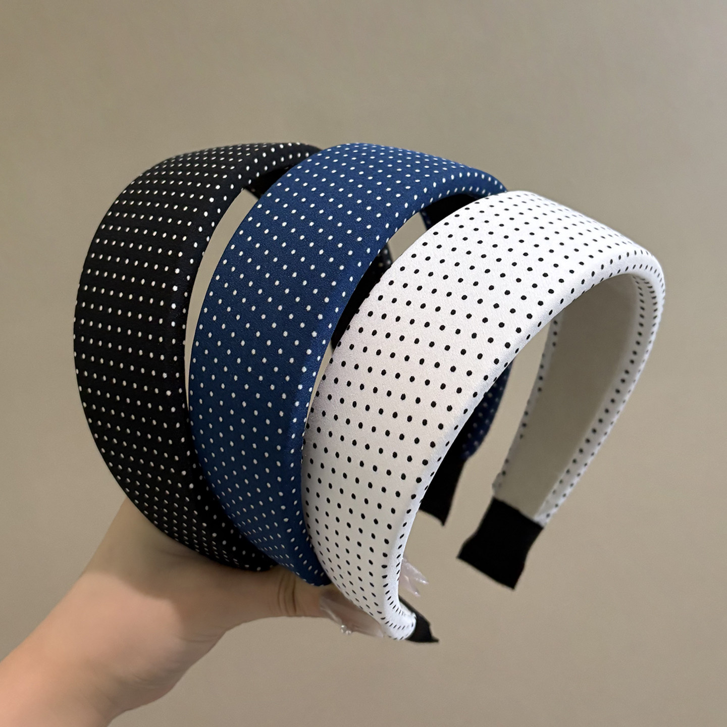 波点圆点高级感高颅顶发箍女头箍压发卡发捆头饰发旅洋气时尚气质