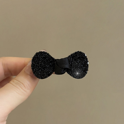 诗情画意黑色蝴蝶结水钻鸭嘴夹