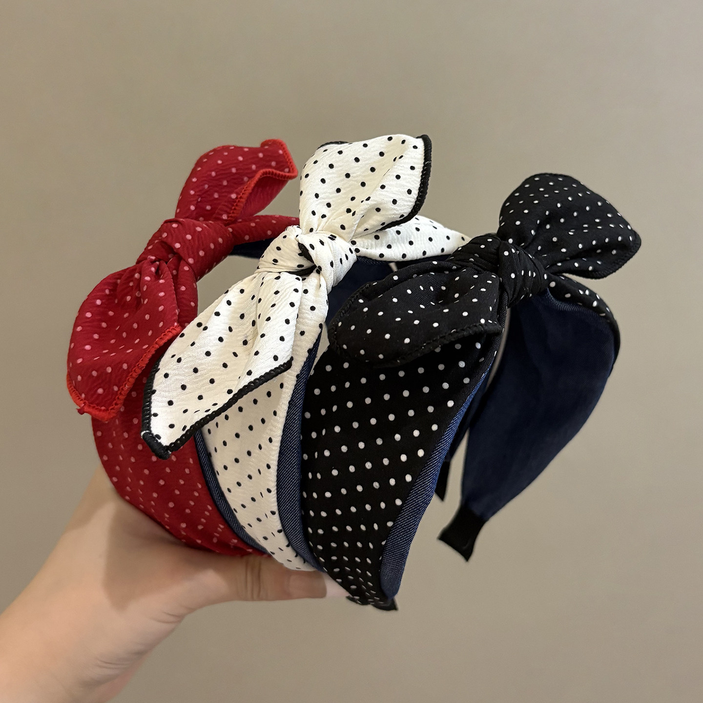 2025新款蝴蝶结圆点高颅顶发箍女头箍压发卡发捆头饰发旅洋气减龄