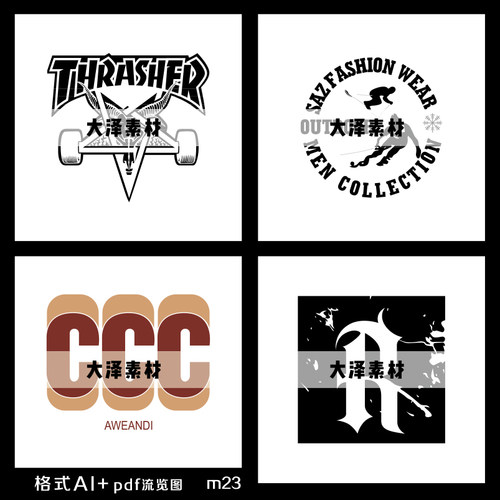 美式时尚潮牌复古字母图案素材 ai免扣t恤卫衣烫画设计参考文件