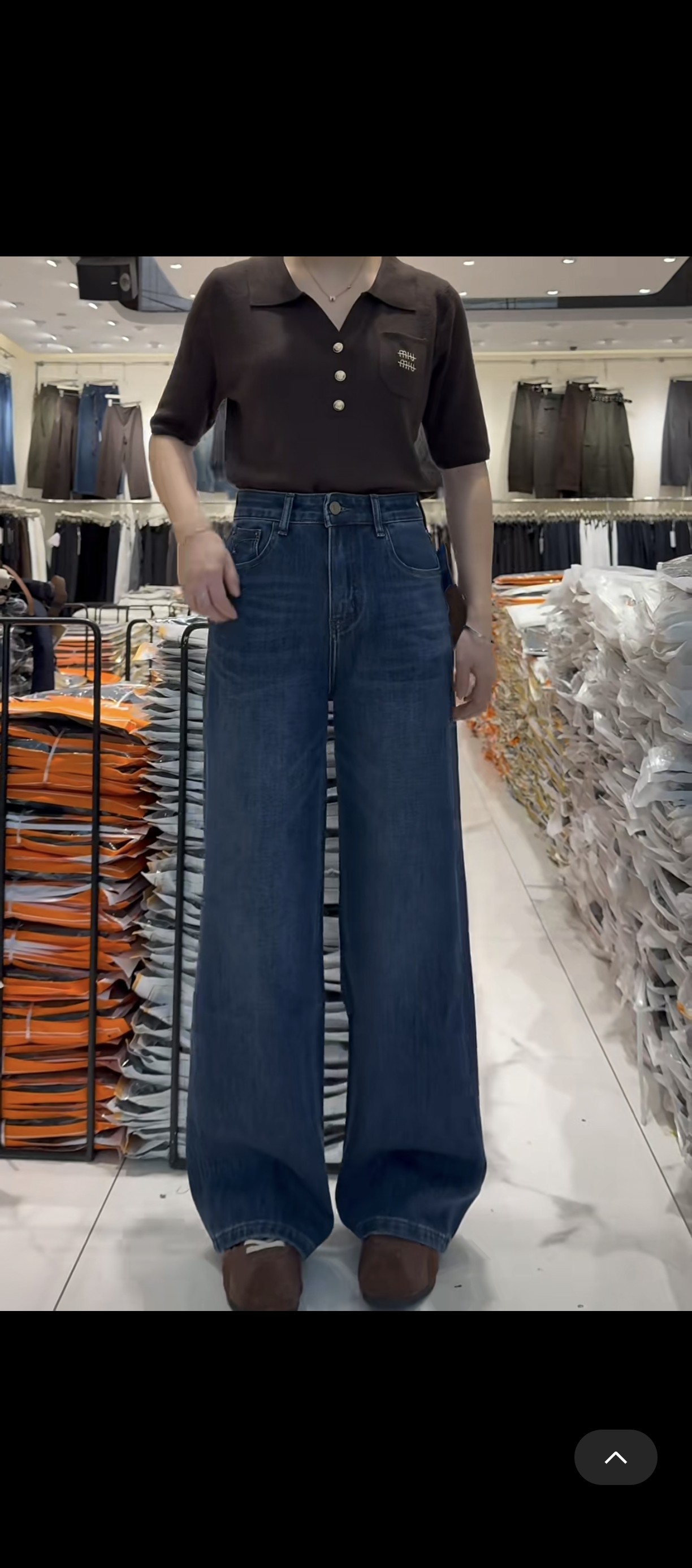 般田欧货牛仔裤女2026秋季新款四面弹窄版阔腿直筒裤女显瘦牛仔裤