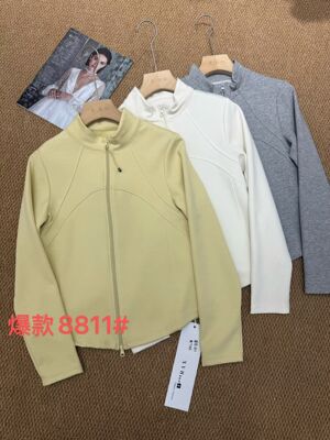 2026年春季新款双拉链卫衣外套女小蛮腰修身开衫卫衣8811