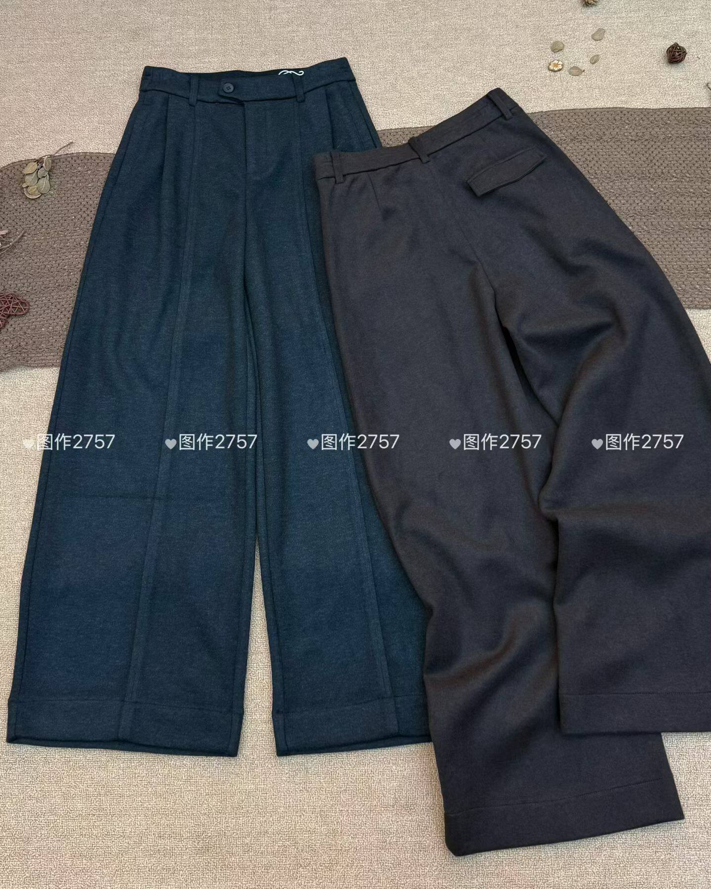 图作TZ2757秋冬新款随性宽松羊毛裤女阔腿裤羊毛呢裤2026年新款