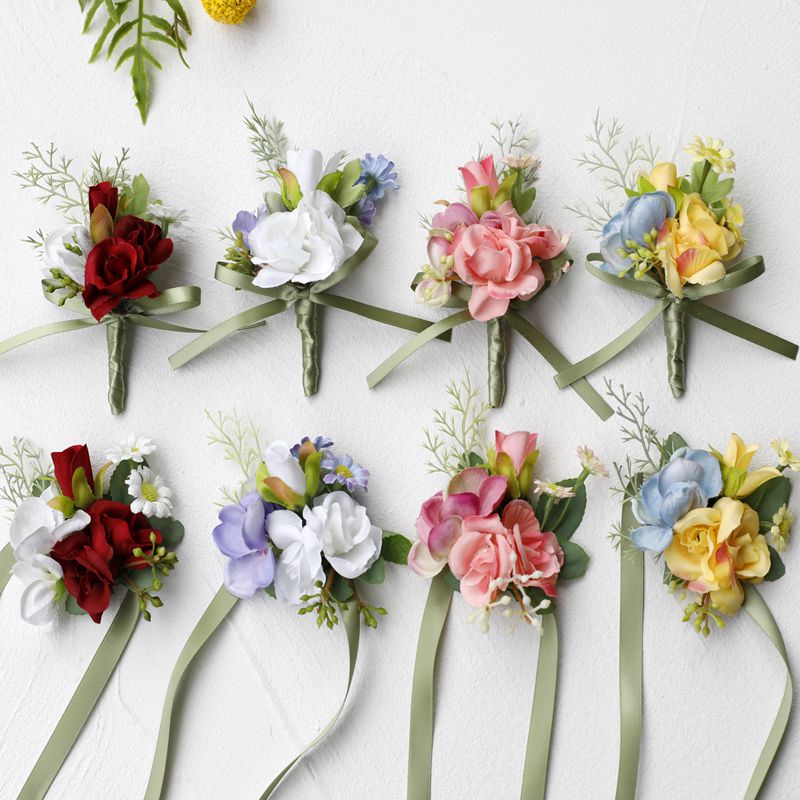 森系仿真玫瑰新娘结婚手腕胸花