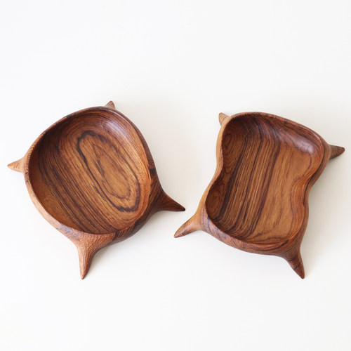 明院 原创手工雕刻艺术风格柚木装饰碗  新生系列 手工木碗木盘