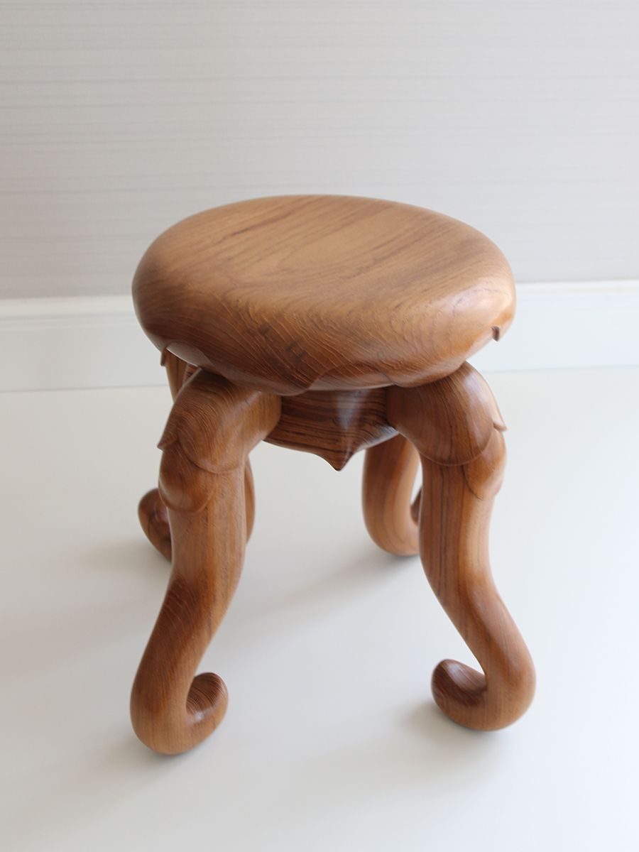 明院柚木凳子手工雕刻原创设计