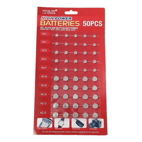 40升级50PCS  混装 AG4 13 纽扣电池 手表电池 汽车电池 1.55V 3V