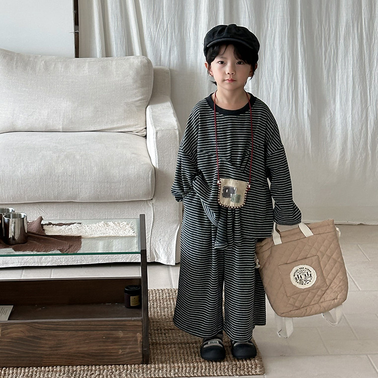 暮晨家新款秋装2025男童条纹圆领卫衣中小童宽松直筒裤两件套装,童装/婴儿装/亲子装,套装,淘宝优惠券,粉丝福利购,淘宝优惠卷