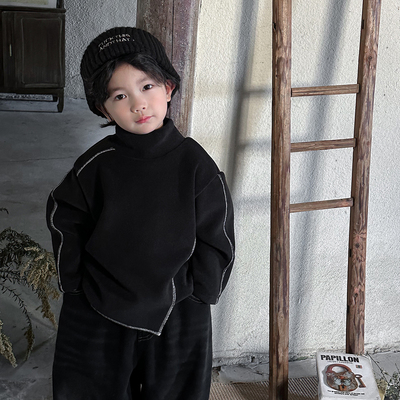 半高领百搭长袖童T恤明线男女童