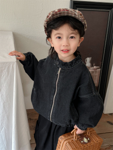 暮晨家新款秋装2025男童做旧牛仔夹克外套中小童宽松拉链短装上衣