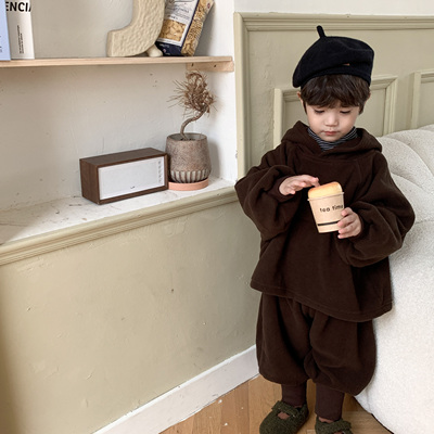 简约双面绒两件秋冬两件童套装厚