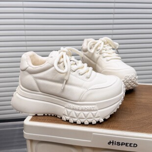 日本OFFCAT真皮厚底松糕6cm增高老爹鞋运动超轻底小白鞋休闲女鞋