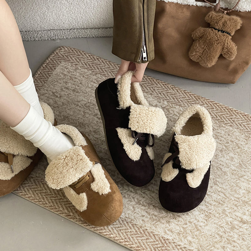 日本OFFCAT加绒勃肯鞋女2025新款冬季系带博肯鞋加厚保暖雪地靴户