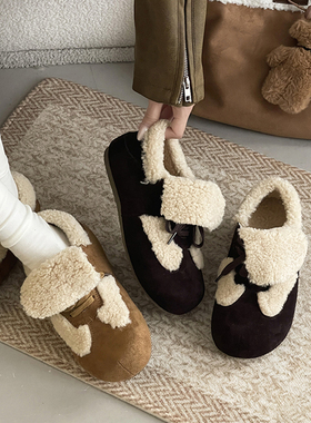 日本OFFCAT加绒勃肯鞋女2025新款冬季系带博肯鞋加厚保暖雪地靴户