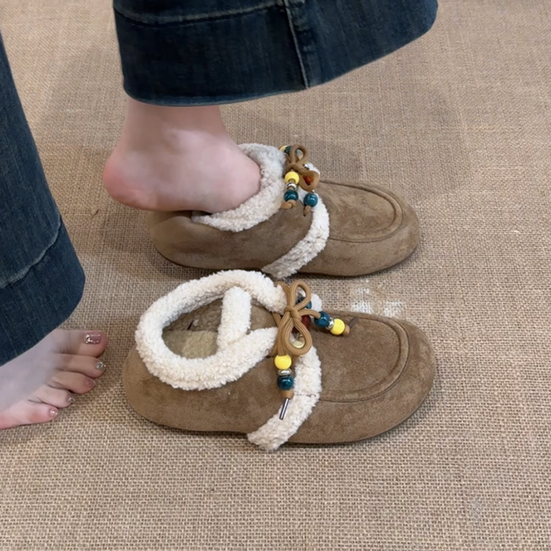 日本OFFCAT时尚复古风厚底纯色简约勃肯鞋女2025秋冬新款串珠舒适