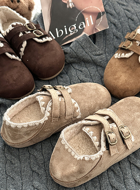 日本OFFCAT厚底加绒勃肯鞋女2025冬季新款全包博肯吐司棉鞋子一脚