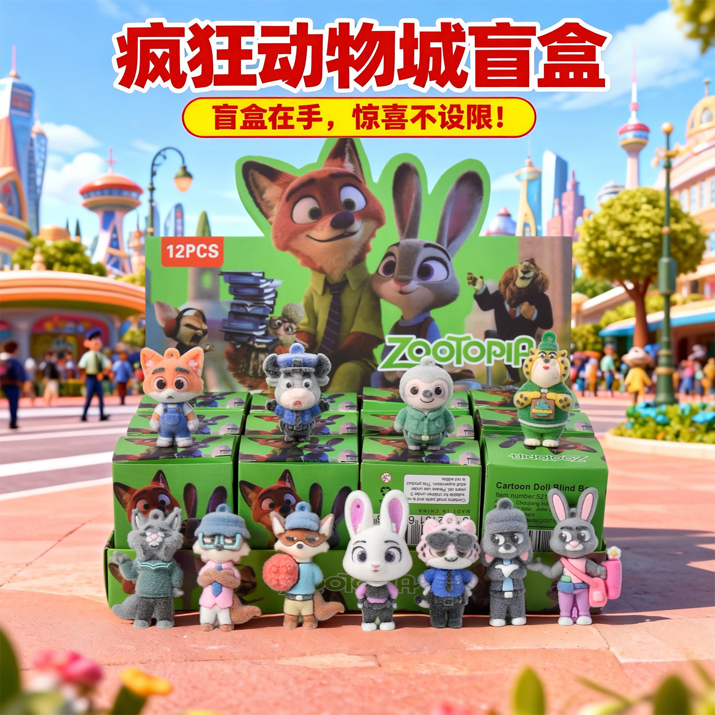 爆款电影同款疯狂动物城盲盒网红爆款儿童玩具疯狂动物城玩偶手办